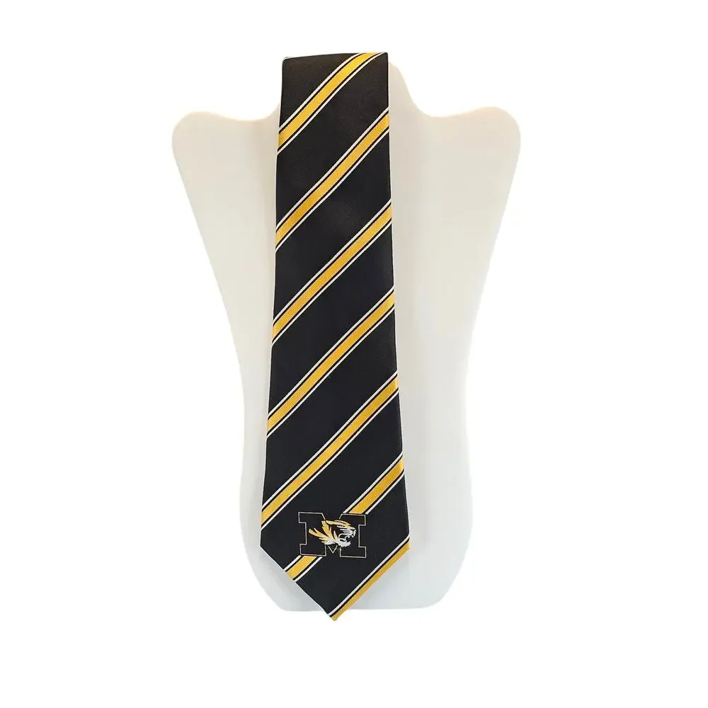 Eagles Wings Missouri Tigers Neck Tie Black Gold Striped 4x60 Polyester NCAA